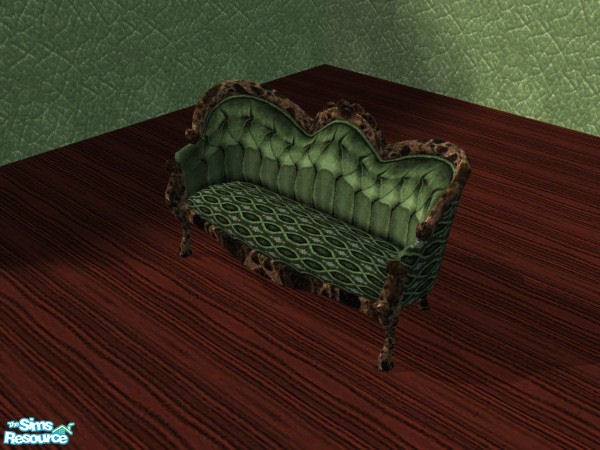 Sims 2 — Green Victorian Living room couch wood by Cori27 — This is actually not wood, it is made of marble. Part of the