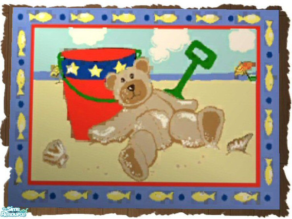 Sims 2 — Bear at The Beach Rug by SSilver — Part of my Little Simmies' Rug Set. Please download Windkeepers "Real