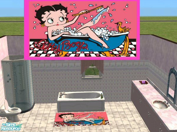 Sims 2 — Betty Boop Bath Rug by LittleBeeSims — This Betty Boop Bath Rug is in 2 tiles. Fits realy nice infront of the