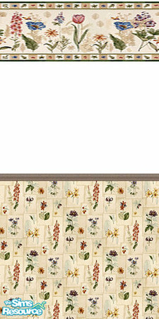 Sims 2 — Spring Flowers by Lorah — Spring flowers in wallpaper and matching border.
