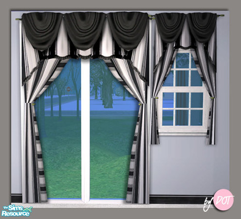 Sims 2 — BlackNWhite Tiebacks by DOT — BlackNWhite Tieback, which is part of matching wall and furniture. Sims 2 by DOT