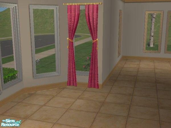 Sims 2 — Magenta Stripe Curtains by toriamos — Magenta stripe curtains if you need curtains.