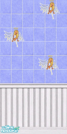 Sims 2 — periwinkle pleasures wall 7 by twistedstar — tiles with white wainscotting