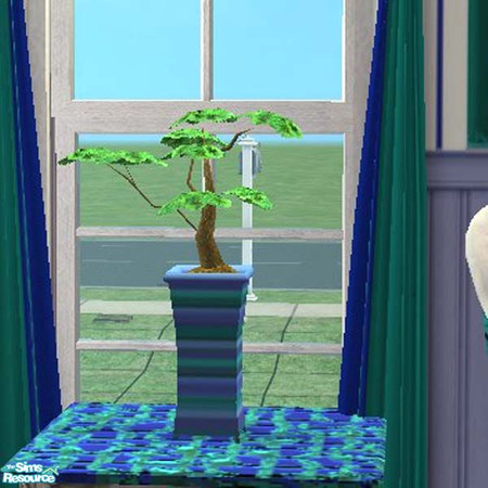 Sims 2 — Blue/green bonsai plant by buntah — This is part of my Tranquil Library set.