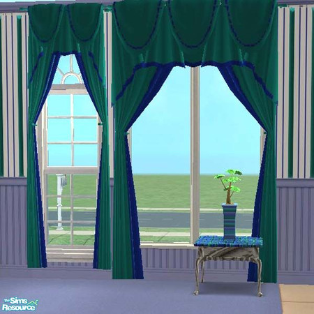 Sims 2 — Blue/green draperies by buntah — This is part of my Tranquil Library set.