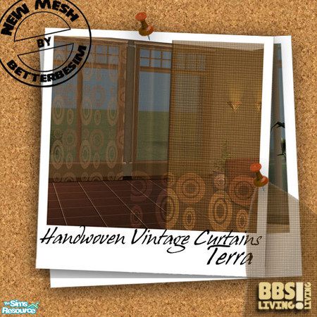 Sims 2 — Handwoven Vintage Curtains set, Terra by BetterbeSim — Terra sheer handwoven curtains, full lenght and fully