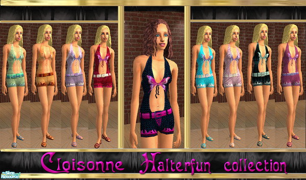Sims 2 — Halterfun collection by Cloisonne — Fun summery butterfly,all in one outfits.