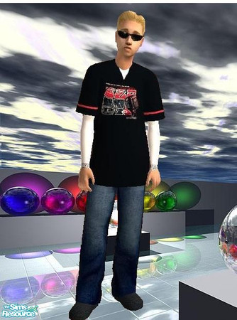 Sims 2 — Teen Phat Farm Black by sgoobysnacks — Teen Phat Farm Black T-shirt & long sleve'd undershirt with blue