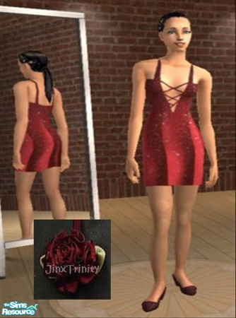 Sims 2 — Dress by JinxTrinity — Dress in glitter that shimmers in black and red.
