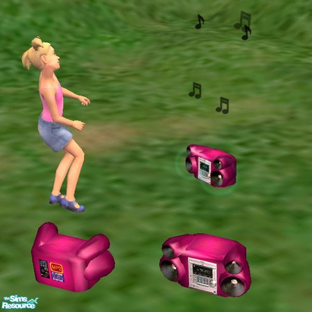 Sims 2 — CD Stereo Pink Color by Dr Pixel — Pink Color for my CD Stereo - You MUST download the blue version, or this