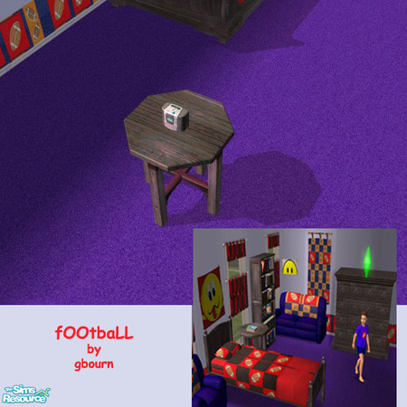 Sims 2 — fOOtbaLL NIGHTSTAND by gbourn — Boys bedroom in bright colours with football design. Besides the objects , boys