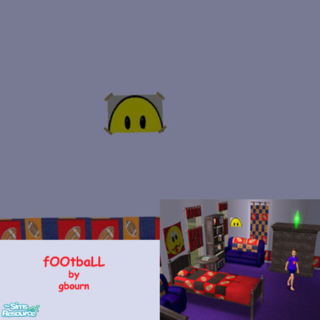 Sims 2 — fOOtbaLL HALF SMILE! by gbourn — Boys bedroom in bright colours with football design. Besides the objects , boys