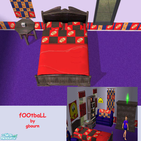 Sims 2 — fOOtbaLL BED SHEETS by gbourn — Boys bedroom in bright colours with football design. Besides the objects , boys