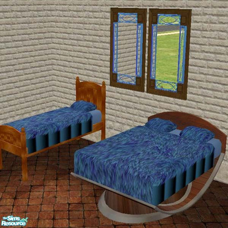 Sims 2 — Bluehair comforter by buntah — This one is wild. Soft, light blue cotton sheets, with a blue/black striped