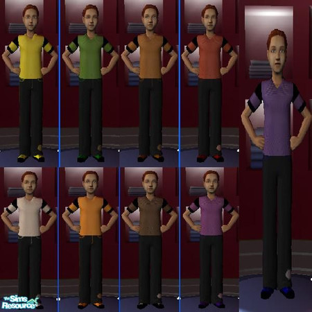 Sims 2 — Boys Mesh Outfit Set by JenKenobi — The shirts and pants come separate so you can mix and match. The shirts have