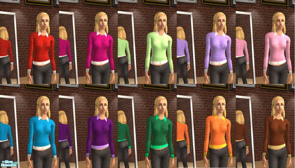 Sims 2 — Collar Shirt Set by soccerberry84 — Sweaters over collared shirts