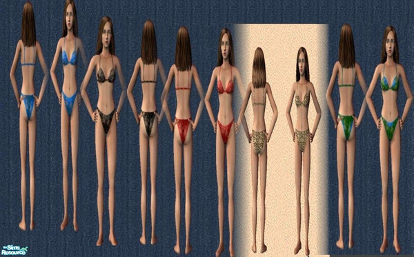 Sims 2 — Bra and Panties Set by ead425 — contains 5 set, blue,red,black and bluegreen lace as well as leopard