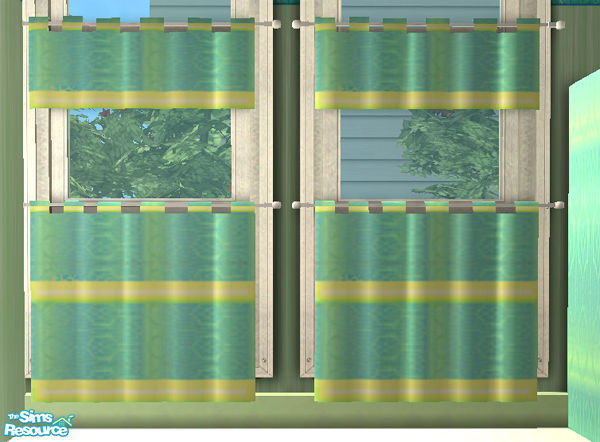Sims 2 — Wisteria Cafe curtains by Cloisonne — nice if you like green :)