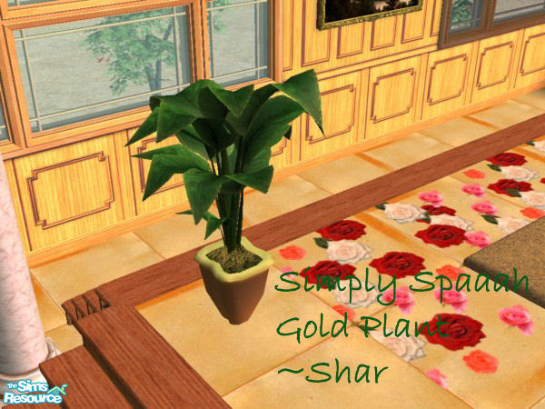 Sims 2 — Simply Spa Gold Plant Pot by Big Bad Shar — Gold plant pot