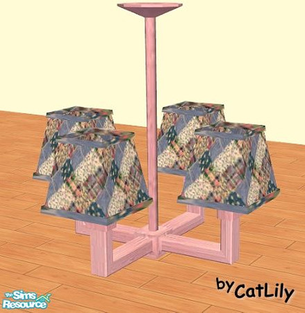 Sims 2 — Country Quilt Nursery set - Pink wood ce by oldmember_CatLily — ceiling lamp base in pink painted wood