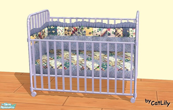 Sims 2 — Country Quilt Nursery set - Blue wood ba by oldmember_CatLily — Blue painted wood baby bed frame