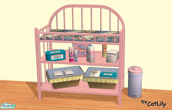 Sims 2 — Country Quilt Nursery set - Pink wood ch by oldmember_CatLily — changingtable in pink wood for girls