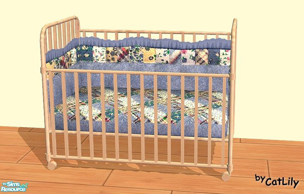 Sims 2 — Country Quilt Nursery set - Light wood b by oldmember_CatLily — light wood baby bed frame