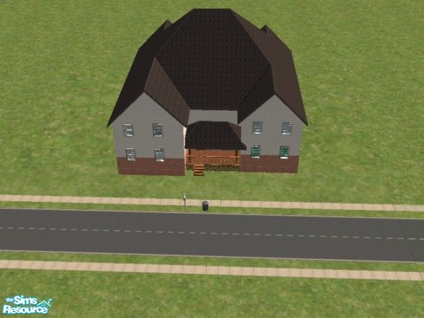 Sims 2 — Suburb Boxed House by _windswept — A spacious family home with nookish front porch and nice upstairs loft area. 