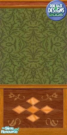 Sims 2 — Paper&panel002(DeepGreenFern)_byRobBaseD by robbase — A richly textured deep green wall paper, the paneling
