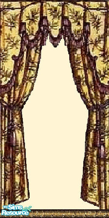 Sims 2 — yellow curtain wall by The_Unicorn — to use on it's own or to use with the plain wall, put it behind your chair