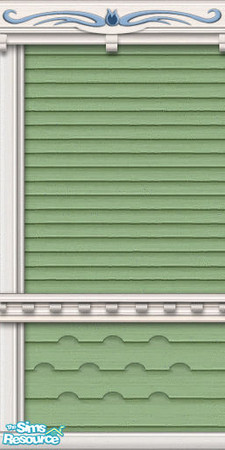Sims 2 — Tulip Grove Weatherboard Left Edge in Pe by shtinky — Victorian weatherboard in pea green, white and blue trim