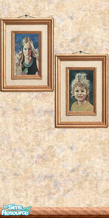 Sims 2 — Picture 182 by Lorah — Double pictures on a full wallpaper wall.