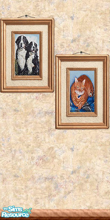Sims 2 — Picture 172 by Lorah — Double pictures on a full wallpaper wall.