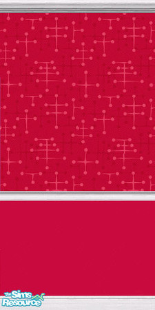 Sims 2 — Eames Wallpaper (Red) by DJLadyPope — Red 1950's wallpaper with red paint