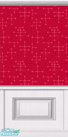 Sims 2 — Eames Wallpaper (Red) by DJLadyPope — Red 1950's wallpaper with white coffer. Pattern from www.pixeldecor.com