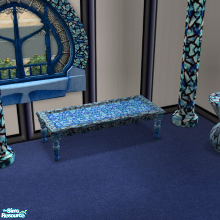 Sims 2 — Blue Stained Glass Coffee Table by Phadrae — This is the coffee table for my Blue Stained Glass set-hope you