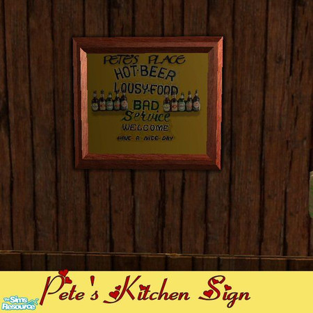 Sims 2 — Pete's Custom Beer Sign by Betsy4arts — This beer sign is customized, It says Pete's Place. Betsy's creations