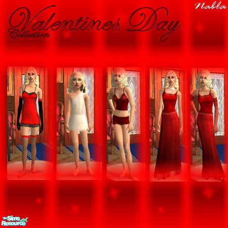 Sims 2 — Valentines Day Collection by nablanabla — five romantic Valentines day outfits