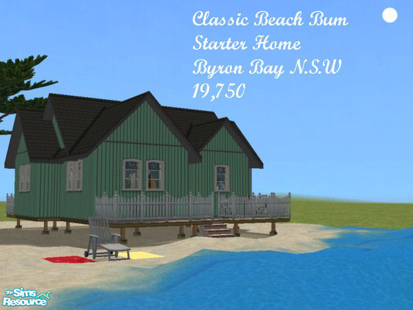 Sims 2 — Classic Beach Bum Starter Home by ninapinacolada — A classic starter home, with a beach bum theme. This beach