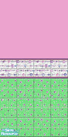 Sims 2 — Surely For She 8 by Lorah — Half tile wall in beads, hot pink, lime, white, blue, purple. Part of S.F.S. set
