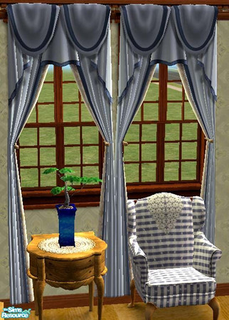 Sims 2 — Milady's Drapes (updated) by dancingaphrodite — Silky blue to coordinate with Milady's Bedroom Collection.