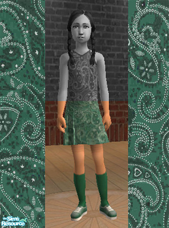 Sims 2 — Green Bandana Skirt by ShortyBoo — Green bandana skirt