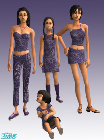 Sims 2 — Blue Bandana Set by ShortyBoo — Blue bandana patterned set for your women.