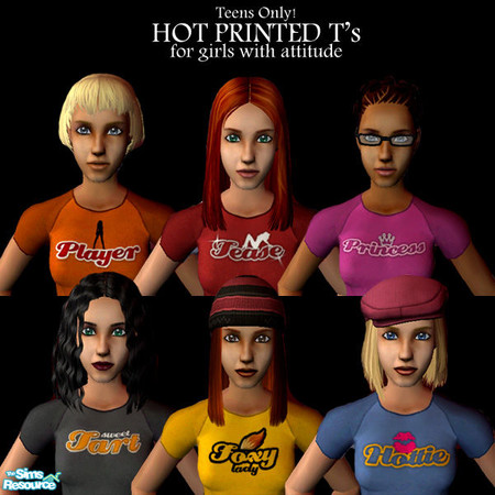 Sims 2 — Hot T's by tessnz — Teens Only Hot Printed Tshirt