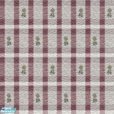 Sims 2 — Raspberry Plaid & Floral Carpet by TSR Archive — 5x5 carpet