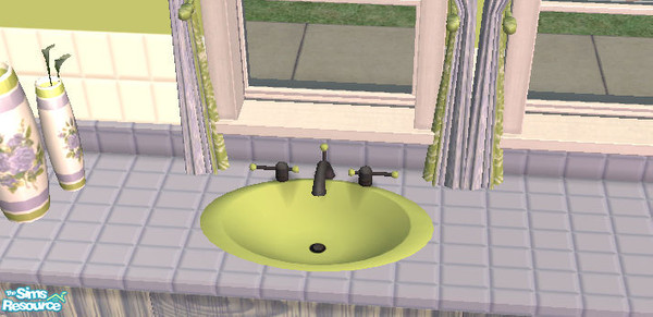 Sims 2 — Blue Flower Sink by puterwitch — green sink for the Blue Flower bathroom