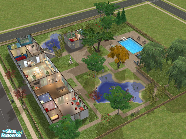 Sims 2 — A house for a rich family by serz — Fully furnished mansion for a family with three to five children, guest