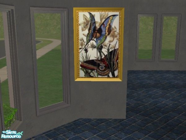 Sims 2 — China Blue Picture by toriamos — Butterfly I by Pearson. A picture to go with the China Blue Sitting Rm. Set.