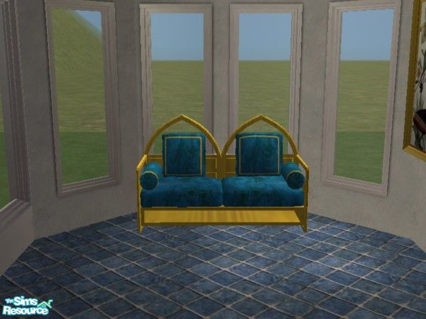Sims 2 — China Blue Loveseat Sofa Seating by toriamos — The seating to go with the China Blue Sitting Rm Set. This has