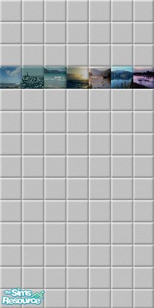 Sims 2 — Bathroom Tile by snowkattx1 — White bathroom tiles with water sceens